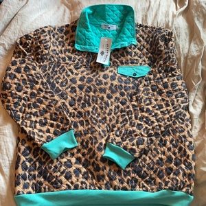 Green and Brown leopard pullover